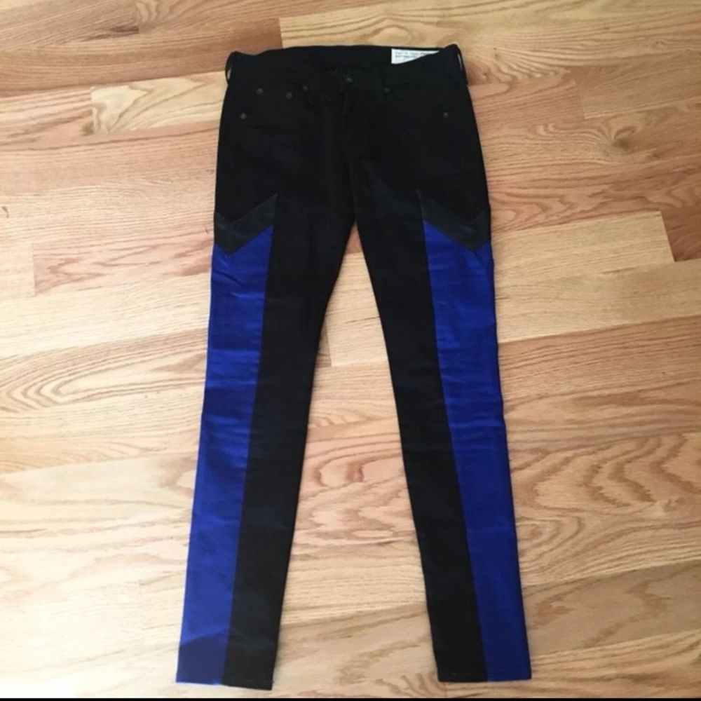 Rag & Bone Skinny Jeans with Leather Trim